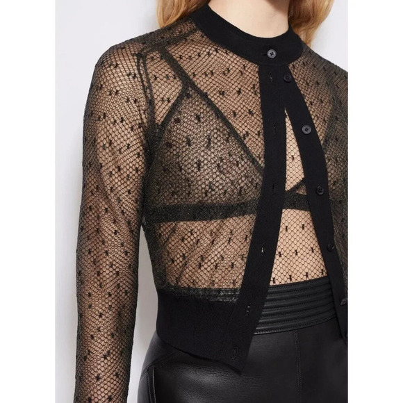 ALAÏA Sheer Bra in Noir Black 36 Womens Sheer Swiss Dot Bralette - Picture 13 of 15